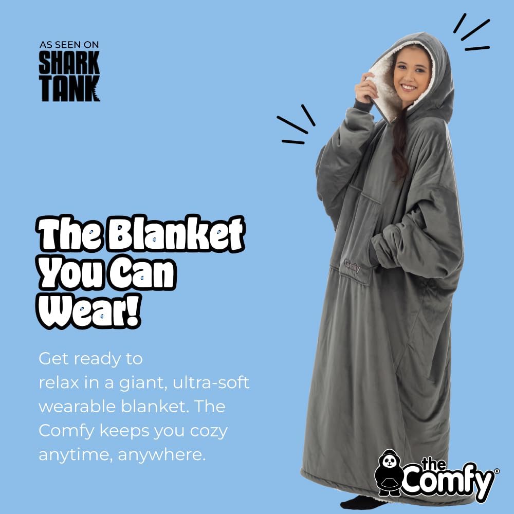 THE COMFY Original | From Shark Tank | Patented | Oversized Sherpa Wearable Blanket Hoodie| Gift for Women & Men | One Size