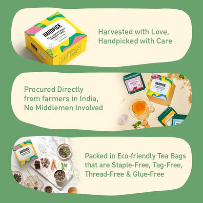 HANDPICK, Tea Bags Sampler Assortment Variety pack (8 Flavors, 40 Tea Bags)
