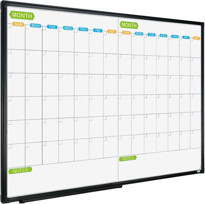 JILoffice Magnetic Dry Erase Calendar Whiteboard, 4 Month White Board Planner 36 X 24 Inch, Black Aluminum Frame Wall Mounted Board for Office Home and School
