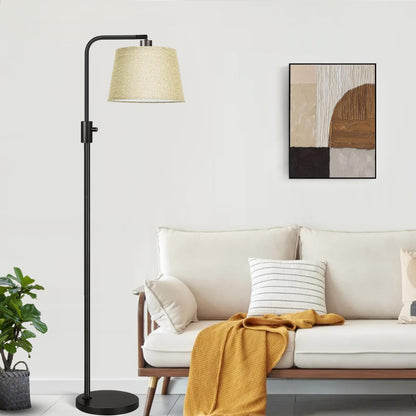 【Upgraded】 Dimmable Floor Lamp, 1000 Lumens LED Edison Bulb Included, Arc Floor Lamps for Living Room Modern Standing Lamp with Linen Shade, Tall Lamp for Bedroom Office Dining Room- Black