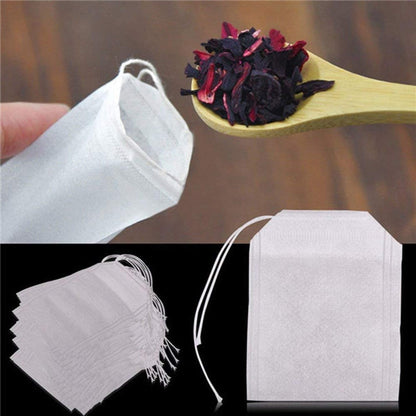 TamBee 100 Pack Disposable Tea Filter Bags Tea infusers 4" x 6" Empty Muslin Drawstring Seal Filter Tea Bags Drawstring Herb Loose Tea bag for Brew Tea Cold Brew Coffee（4" x 6" /10 x 15cm）