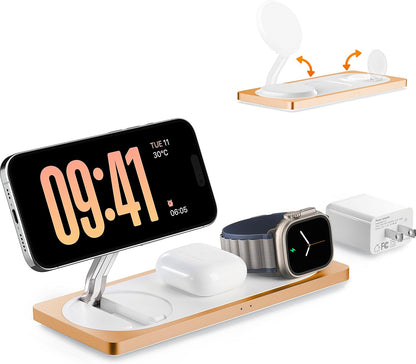PETINO 3 in 1 Wireless Charging Station for Apple Devices with MagSafe
