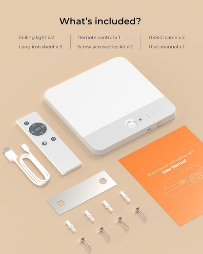 FULEN Motion Sensor Ceiling Light No Wiring, Rechargeable Closet Light