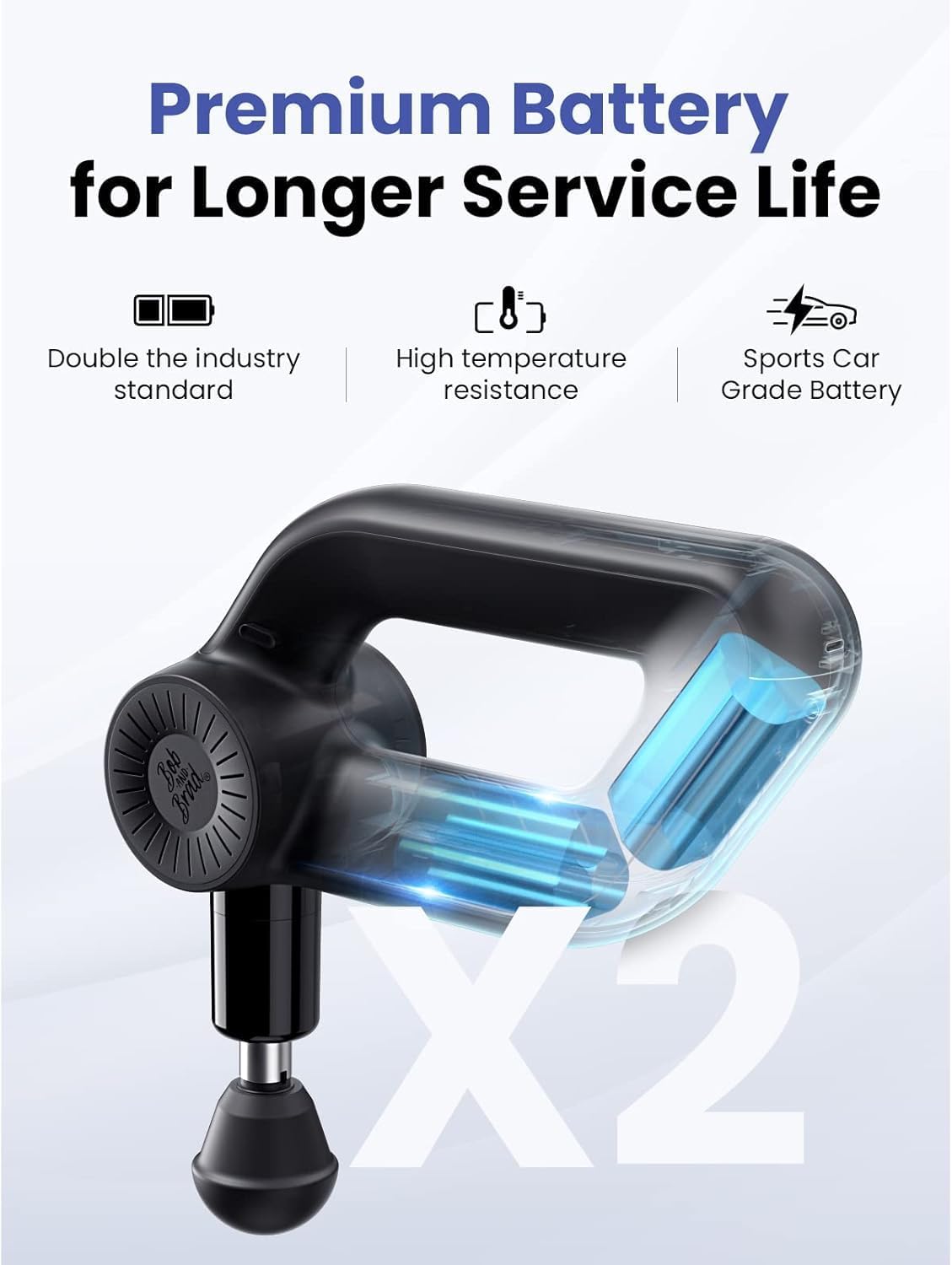 BOB AND BRAD D6 Pro Plus Massage Gun with Heat, Deep Tissue Percussion with 16mm Amplitude, Professional Muscle Massager Gun for Athletes, Quiet Electric Handheld Massager