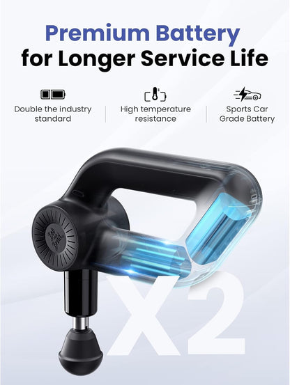 BOB AND BRAD D6 Pro Plus Massage Gun with Heat, Deep Tissue Percussion with 16mm Amplitude, Professional Muscle Massager Gun for Athletes, Quiet Electric Handheld Massager