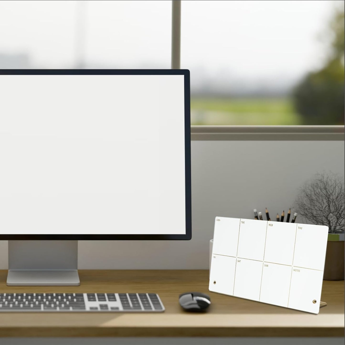 Desktop Acrylic Weekly Planner Whiteboard with Stand,12"X6"-Small,Dry Erase Weekly Planner for Desk,Acrylic Desk Calendar Dry Erase,Pink Dry Erase Board for Office Home School-ZMZL-P-1530