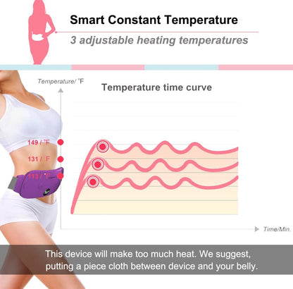 Portable Cordless Heating Pad, Electric Waist Belt Device, Fast Heating Pad with 3 Heat Levels and 3 Massage Modes, Back or Belly Heating Pad, Gift for Her, Women and Girl