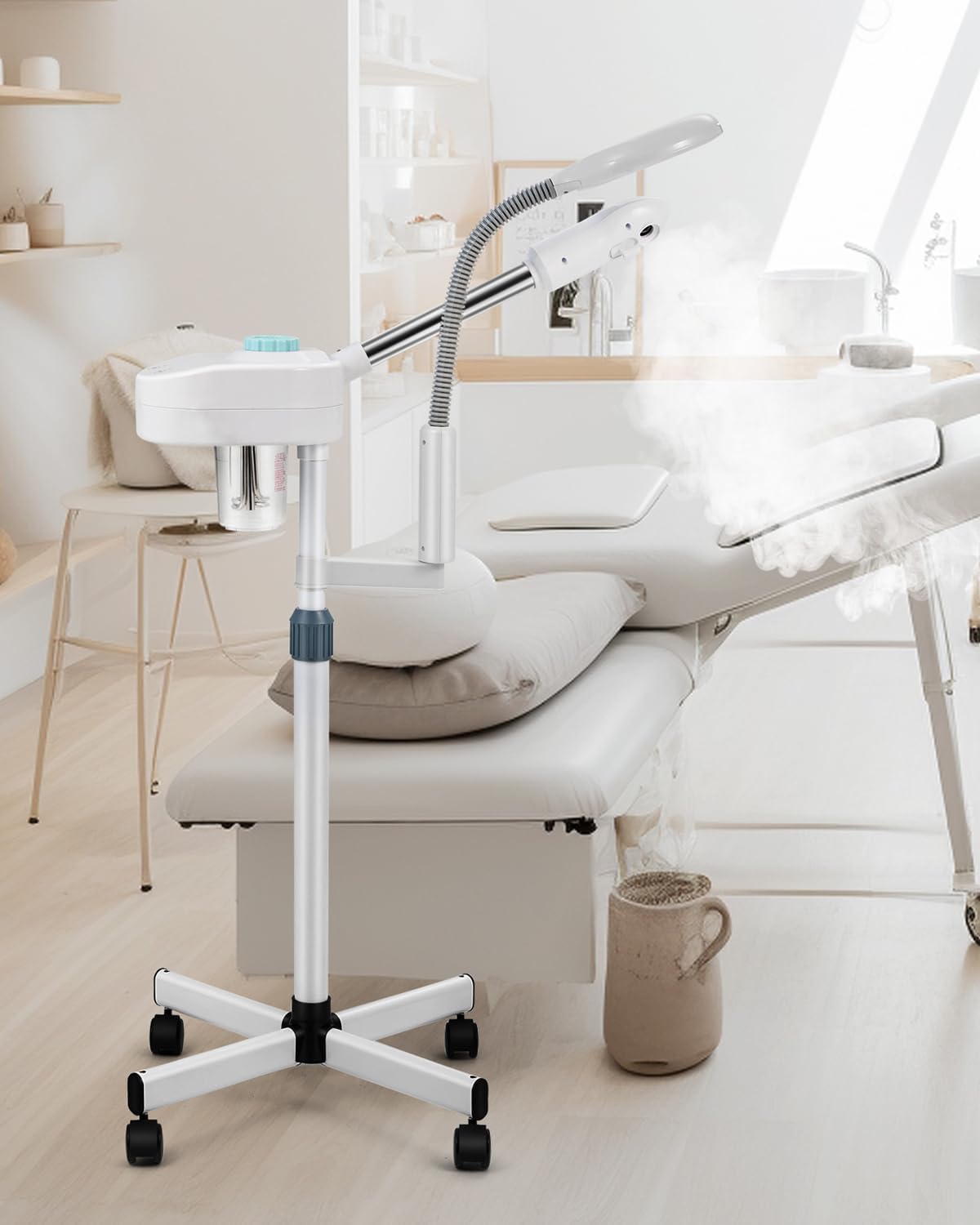 Artist hand Professional Facial Steamer with 5X LED Magnifying Lamp 3 in 1