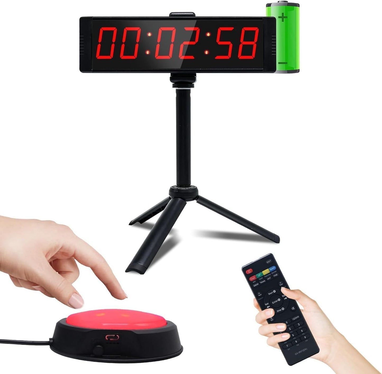 Large Stopwatch with Start/Stop Button, LED Digital Timer with Remote, Countdown Clock with Buzzer, Gym Clock for Home Gym, Interval Timer for Workout