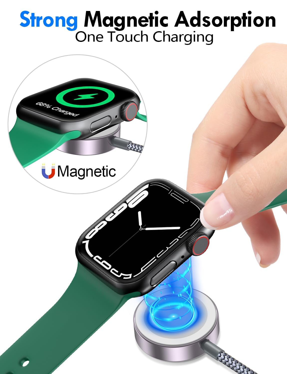 Travel Essentials for Apple Watch Charger,3-in-2 Multi Charging Cable