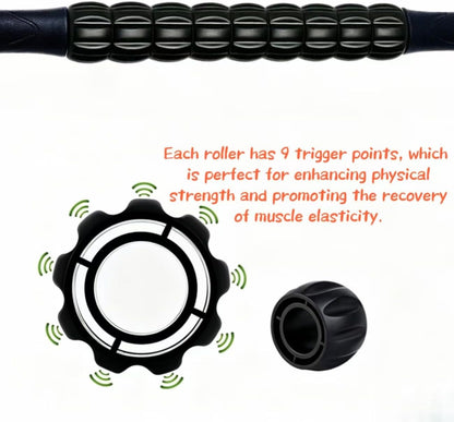 Muscle Roller Stick - A Full-Body Massage Roller that Can Relieve Muscle Soreness, Cramps and Tension After Exercise. It is a Handheld Physical Therapy and Recovery Tool（Black and Purple）