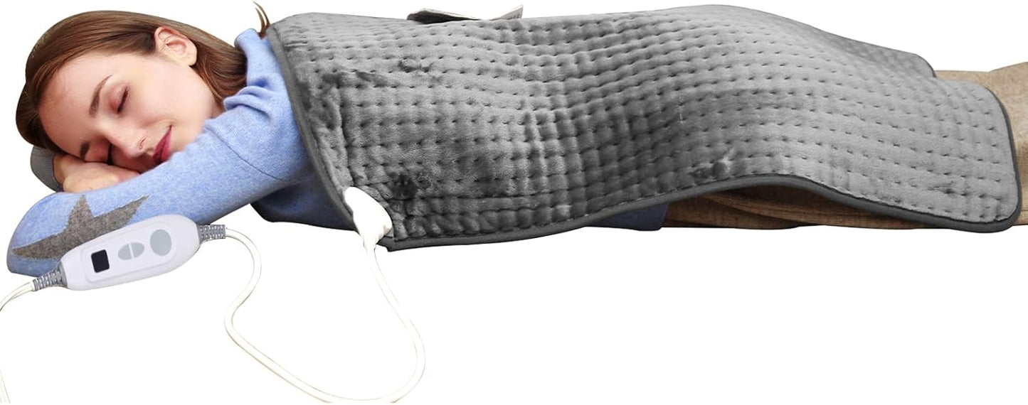Ruqiji 19" x 24" Weighted Neck&Shoulder Heating Pad, 2.5lbs with 12 Temperature Settings&Countdown Timer,Pain Relief for Neck/Shoulders/Menstrual Pain(Dark Gray)