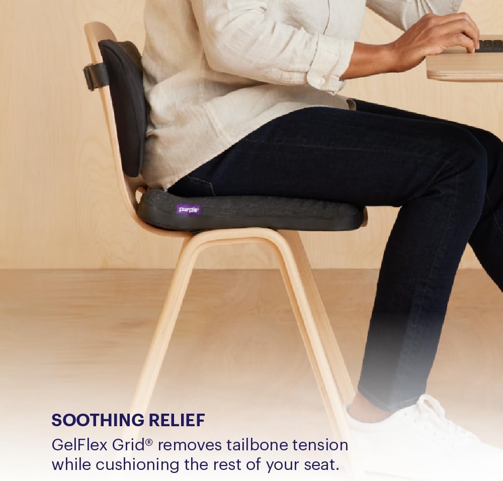 Purple Royal Seat Cushion, Portable 2 Inch Gel Seat Cushion, GelFlex Grid | Handles for Car, Office Chair, Stadium - Pressure-Reducing for Hard Seats, Temperature-Neutral, No-Slip - Made in USA