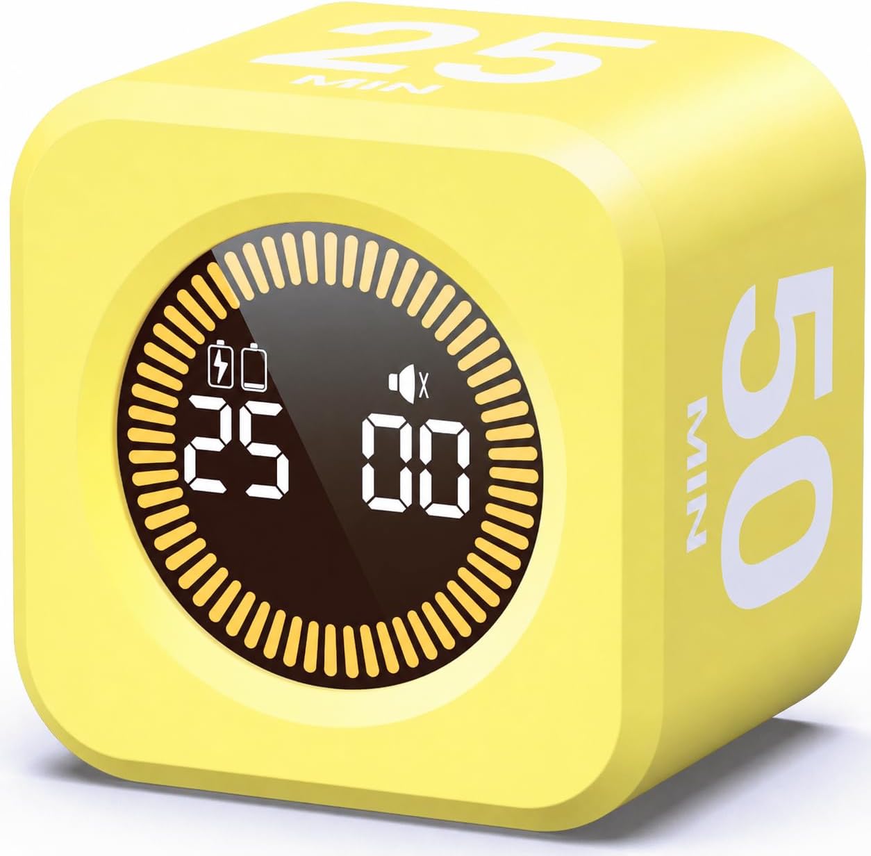 KADAMS Pomodoro Timer Visual - Productivity Pomodoro Cube, 5/10/25/50 Min Countdown & Countup, Silent – Ideal for Work Study Cook Workout Kitchen School Classroom Office ADHD Gift Kids (1, Black)
