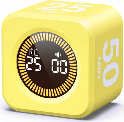 KADAMS Pomodoro Timer Visual - Productivity Pomodoro Cube, 5/10/25/50 Min Countdown & Countup, Silent – Ideal for Work Study Cook Workout Kitchen School Classroom Office ADHD Gift Kids (1, Black)