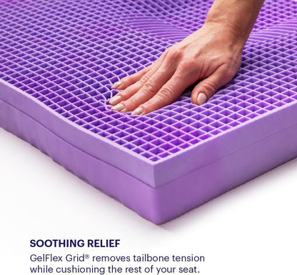 Purple Royal Seat Cushion, Portable 2 Inch Gel Seat Cushion, GelFlex Grid | Handles for Car, Office Chair, Stadium - Pressure-Reducing for Hard Seats, Temperature-Neutral, No-Slip - Made in USA