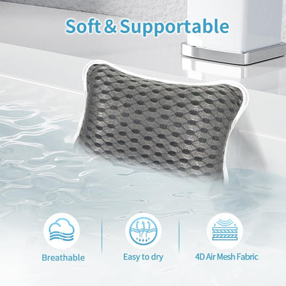 Luxury Bath Pillows for Tub, Slip Resistant Waterproof Bath Pillows for Tub Neck and Back Support with 2 Strong Suction Cups, Relaxing Spa Essentials