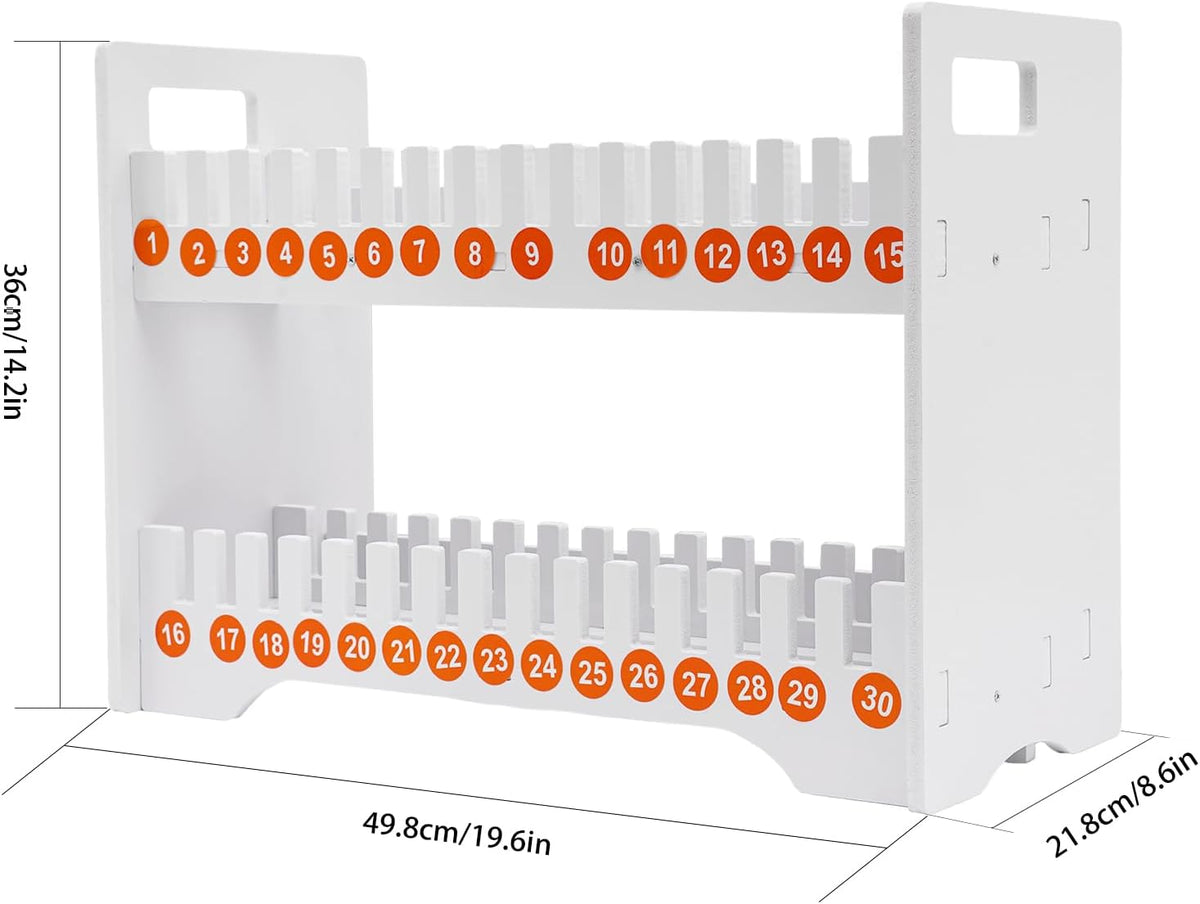 Cell Phone Holder,2-Tier Multiple Cell Phone Stand Rack,Mobile Phone Holder with 1-30 Number Stickers PVC Board Mobile for Classroom Office (30 Slots)