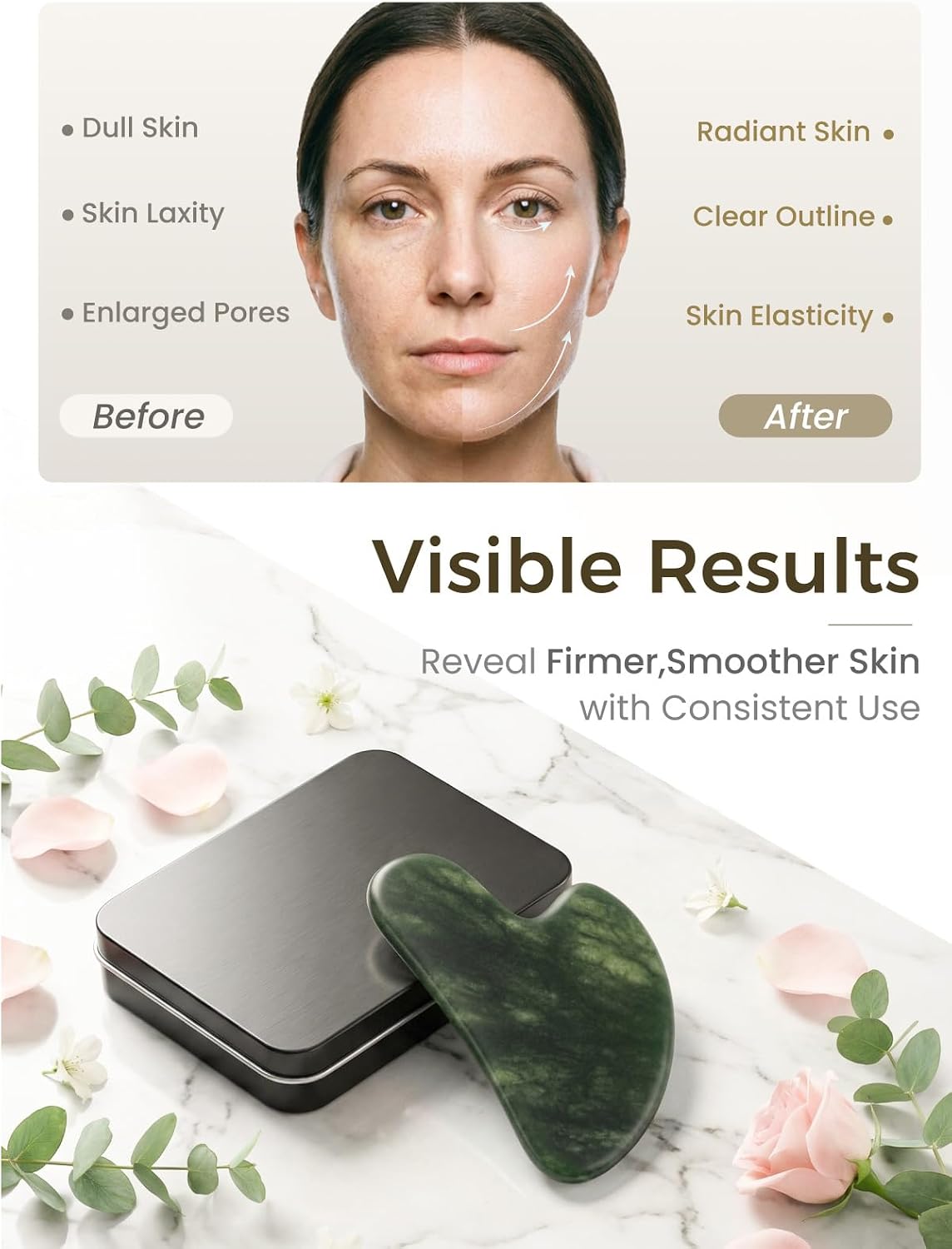 Gua Sha Facial Tools – Stone Guasha Tool for Face, Neck & Body
