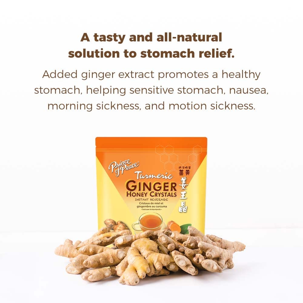 Prince of Peace Instant Ginger Honey Crystals w/Turmeric, 25 Sachets – Instant Hot or Cold Beverage – Easy to Brew Ginger and Honey Tea, Caffeine and Gluten Free