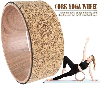 Yoga Wheel Cork Massage Wheel Pilates Yoga Circle Roller for Stretching Inner Wooden Yoga Wheel
