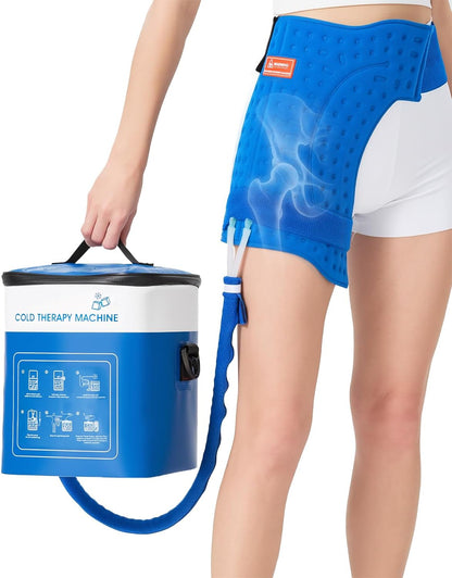 Cold Therapy Machine for Elbow, Ice Machine for Tennis Elbow&Post-Surgery Recovery, Cryotherapy Device with Temp Display & 3 Flow Modes, Adjustable Elbow Wrap for Arthritis, Bursitis, Swelling Relief