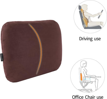 Carwales Emulsion Lumbar Support Pillow for Car Driving Seat Relax Soft Lower Back Support Home Office Chair Cushion Desk Accessories Waist Pain Relief Black