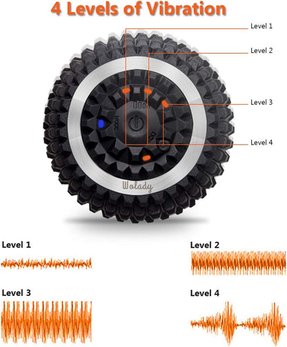 Vibrating Massage Ball 4-Speed High-Intensity Fitness Yoga Massage Roller, Relieving Muscle Tension Pain & Pressure Massaging Balls (Black)