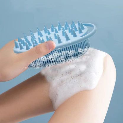 Pink Exfoliating Body Scrubber and Shower Brush - Soft Silicone Loofah for Kids and Adults - All Skin Types
