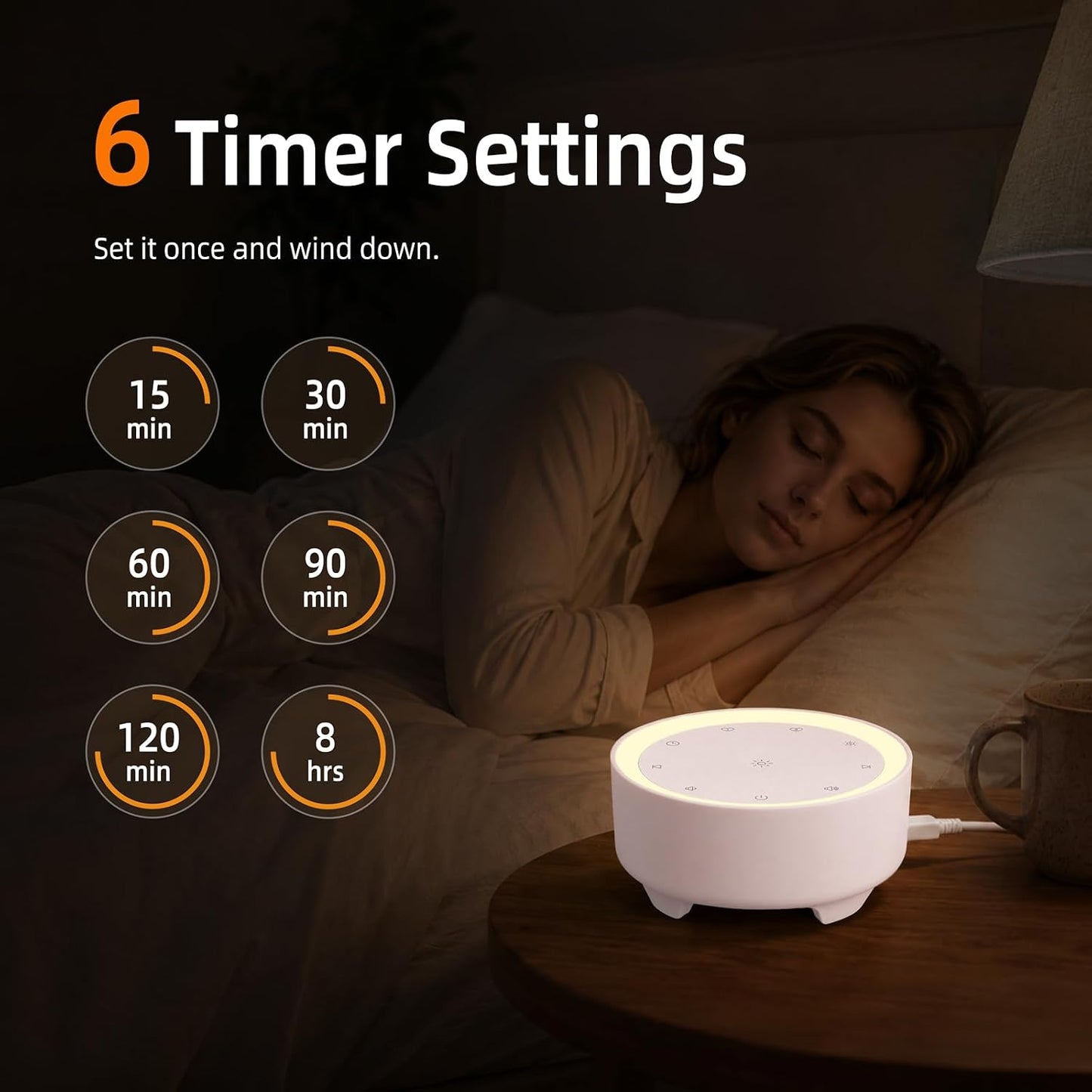 Kipcush White Noise Machine for Sleeping – High-Fidelity Non-Looping Sounds, Dimmable Night Light, USB Powered, Sleep Sound Machine for Baby, Kids & Adults (A - Model White+, Standard)