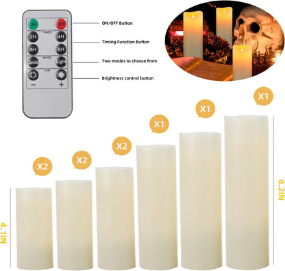 2PACK Outdoor Plastic flameless Candles with Remote Control and Timer, LED Flickering Battery Operated Electric Pillar Candles (D3 xH5.5) for Camping, Weddings, Home Decoration