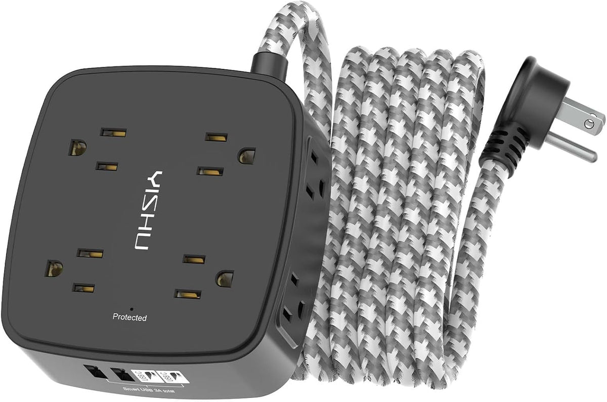 YISHU 6Ft Surge Protector Power Strip with 8 Widely Outlets & 4 USB Ports