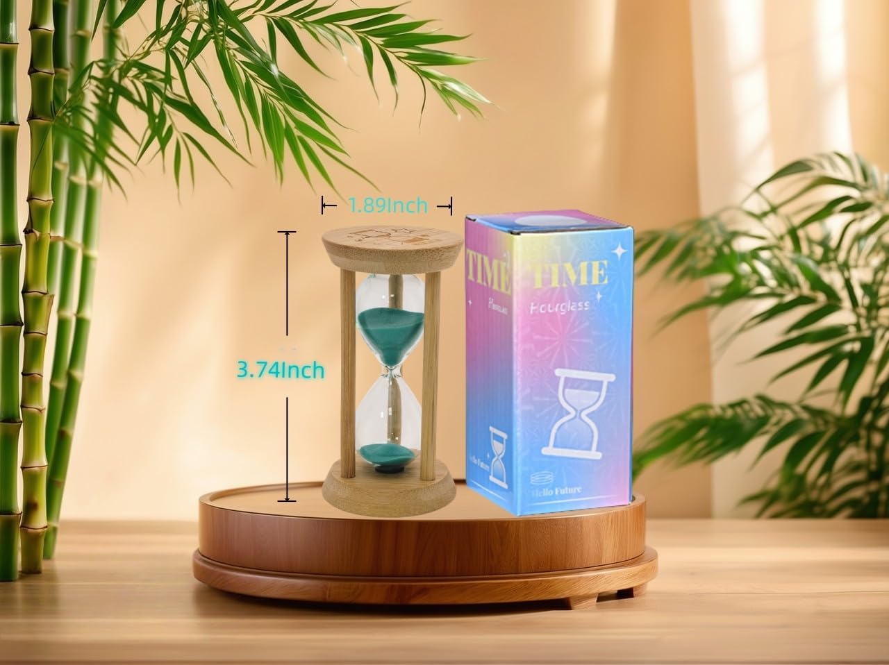Mini Wooden Sand Timers,100% Bamboo Hourglass Sand Timers 1Min Sandglass Timer for Toothbrush Timer Games Classroom Home Office Cooking(Blue+1Min)