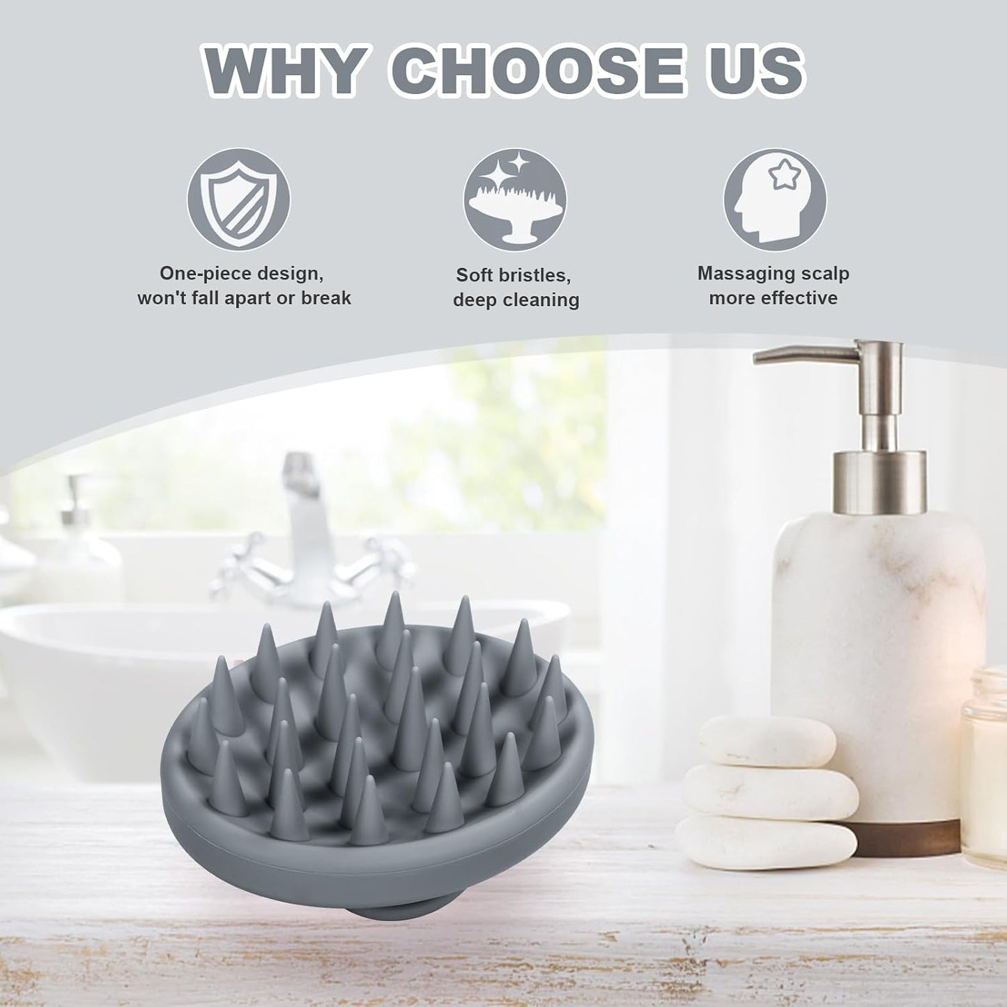 Meartchy Silicone Scalp Massager, Scalp Scrubber for Hair Growth with Soft Bristles, Scalp Exfoliator Brush Dandruff Removal Shampoo Brush for Wet Dry Scalp Care (Mint Green)