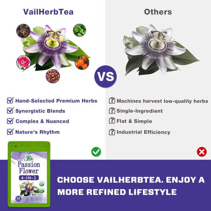 VailHerbTea Passion Flower Tea Bags - 50 Count, Relaxing Herbal Tea