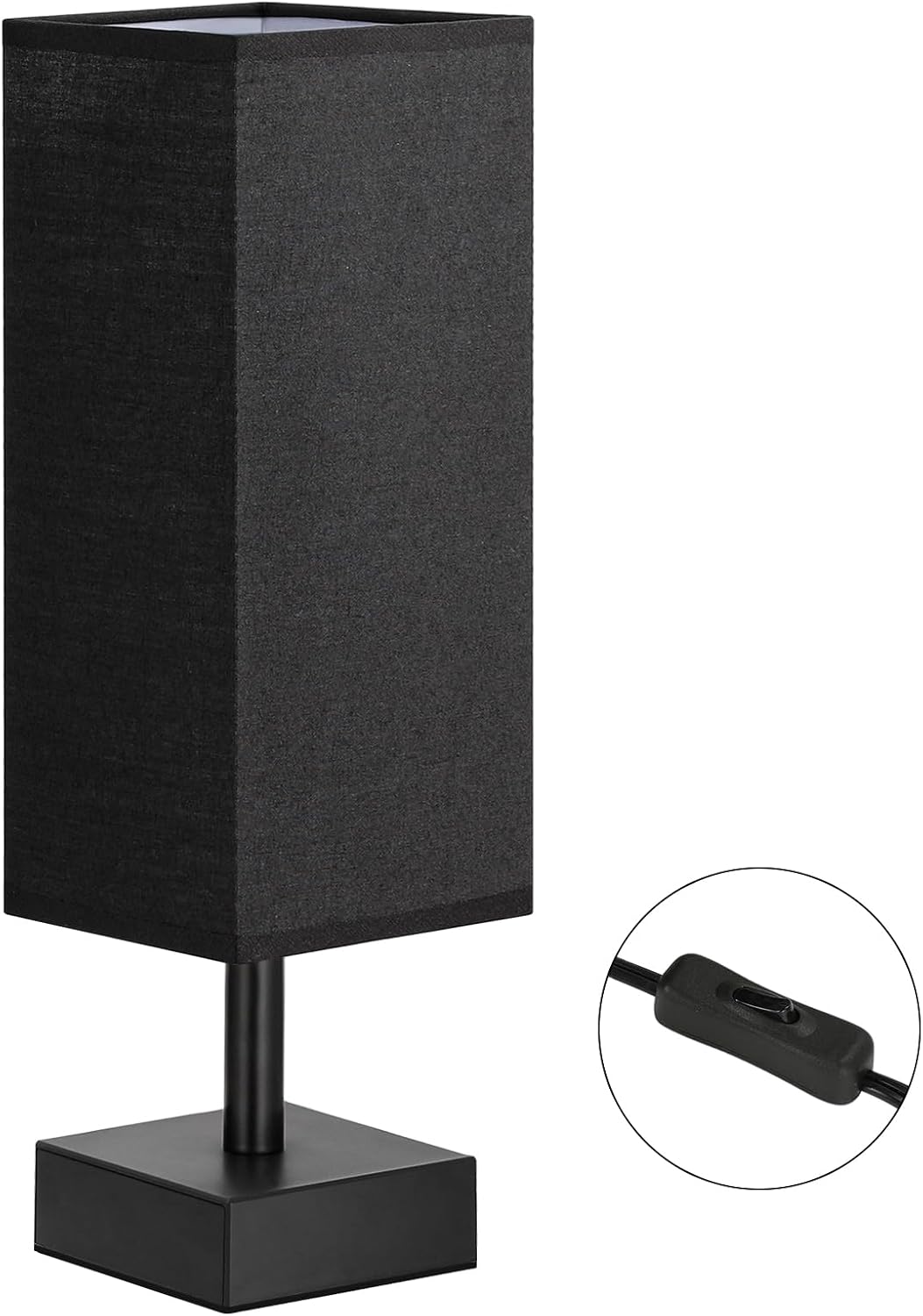 aooshine Small Table Lamp for Bedroom - Bedside Lamps for Nightstand, Minimalist Night Stand Light Lamp with Square Fabric Shade, Desk Reading Lamp for Kids Room Living Room Office Dorm