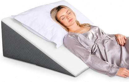 Kolbs Bed Wedge Pillow for Sleep Apnea, FSA Eligible Acid Reflux, and Back Pain Relief, with Chic Jacquard Cover - Headboard Wedges for Sleeping (5" Gentle Incline)