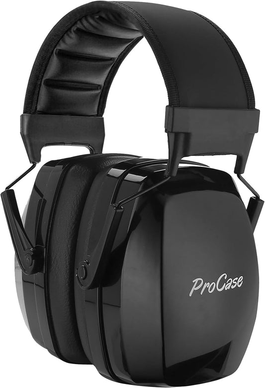 ProCase Noise Cancelling Ear Muffs SNR 33dB, Ear Hearing Protection Headphones for Adults, Sound Proof Ear Defenders for Work, Mowing, Shooters Shooting Gun Range, Construction -Black