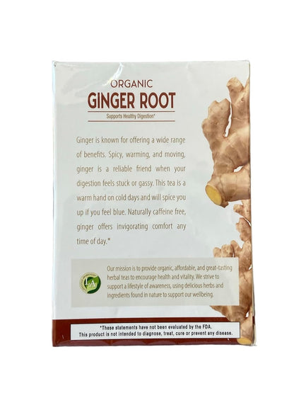 Lifestyle Awareness Teas, Caffeine Free Organic Ginger Root Tea, 20 Count (Pack of 1)