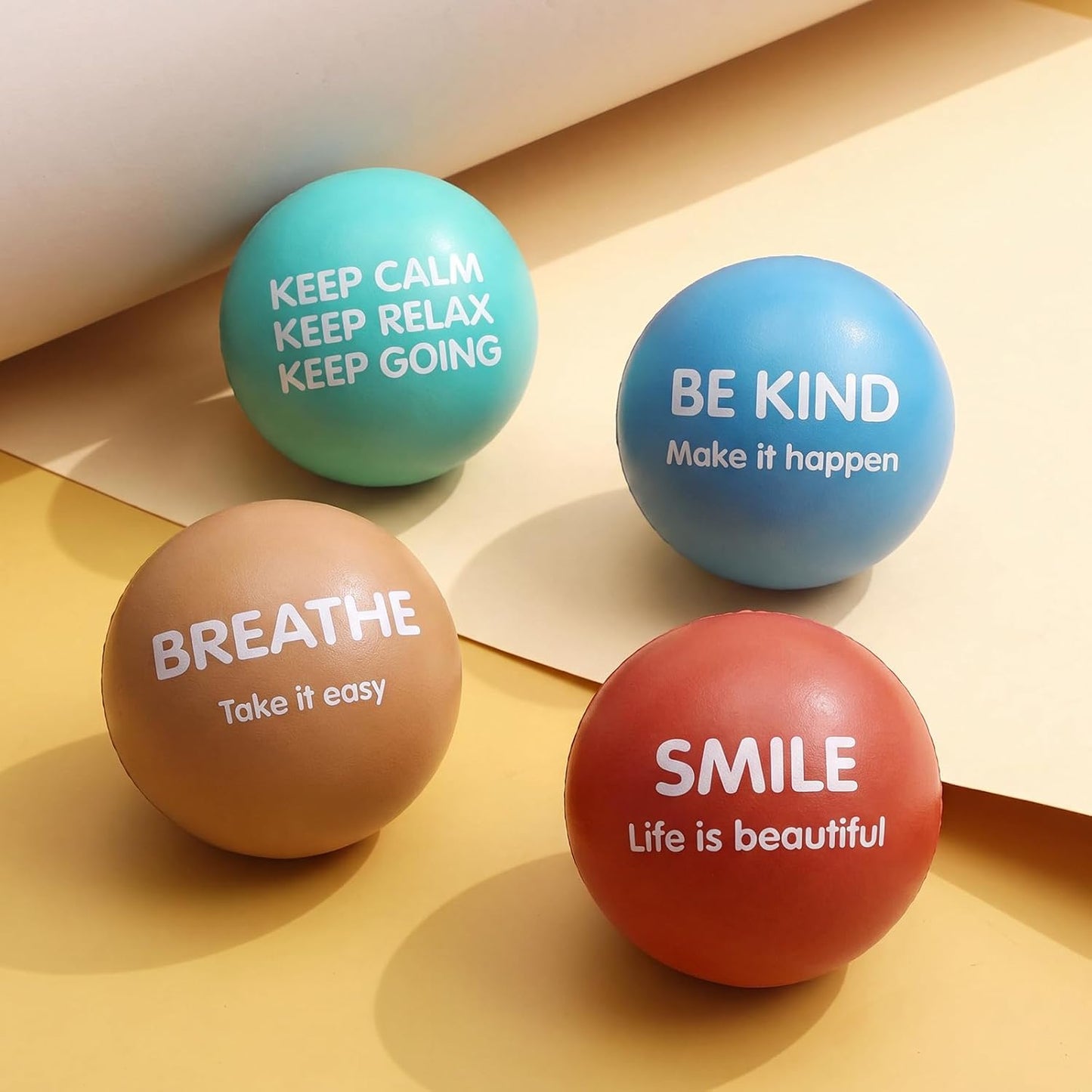 Liliful 100 Pcs Motivational Stress Balls Bulk Inspirational Squeeze Balls for Adults Anxiety Relief Fidget Toys Office Employee Gifts Classroom Rewards 2.2 Inch (Bright Colors)