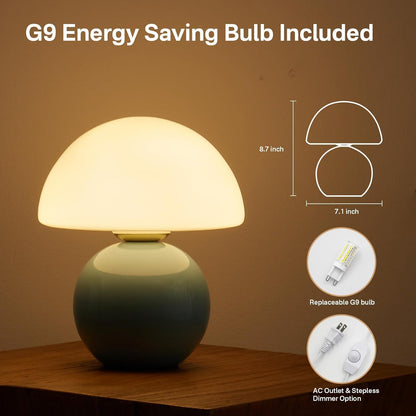 Dawnwake Mushroom Lamp Table Lamp for Bedroom,Desk Bedside Small Lamps for Living Room Night Stands,Mushroom Decor Cute Mini Modern Mid Century Lamps,Unique Aesthetic Home Living Room Decor(White)