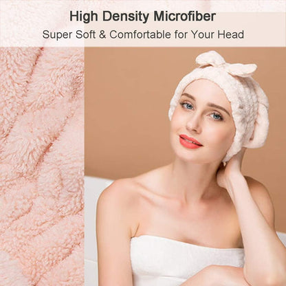 Jseng 2PC Microfiber Hair Drying Caps, Extrame Soft & Ultra Absorbent, Fast Drying Hair Turban Wrap Towels Shower Cap for Girls and Women