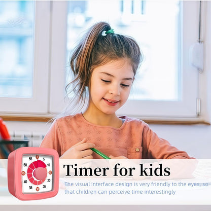 Visual Timer for Kids, 60-Minute Countdown Timer for Classroom Office Kitchen, Pomodoro Timer with Silent Operation，Time Management Tools with Colorful Pattern(White)