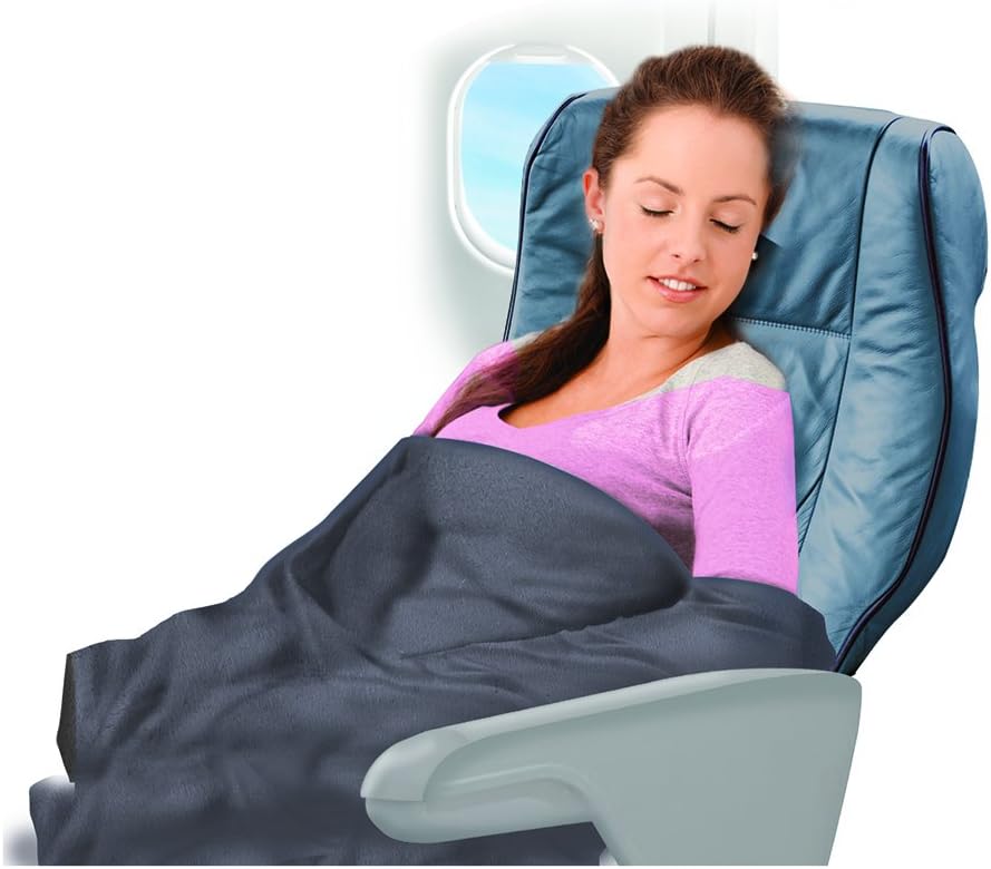 Cloudz Cozy Compact Airplane Travel Blanket for Your Flight, Car, Camping, Home or Comforting Warmth Anywhere! - Charcoal