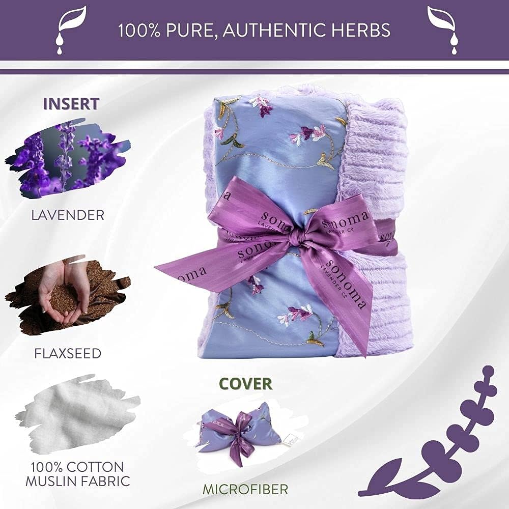 Sonoma Lavender Spa Heat Wrap for Neck, Shoulders and Lower Back, Microwaveable Lavender Aromatherapy Heating Pad, Removable and Washable Covers, Stress and Pain Relief (9" x 26", Arctic Circle)