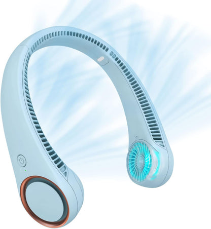 CIVPOWER Neck Fan: Portable Personal Neck Cooling Rechargeable Bladeless Fan - Hands Free 3 Speed 4000 mAh Battery USB Operated Wearable Headphone Design - Gift for Men Women Outdoor (White)