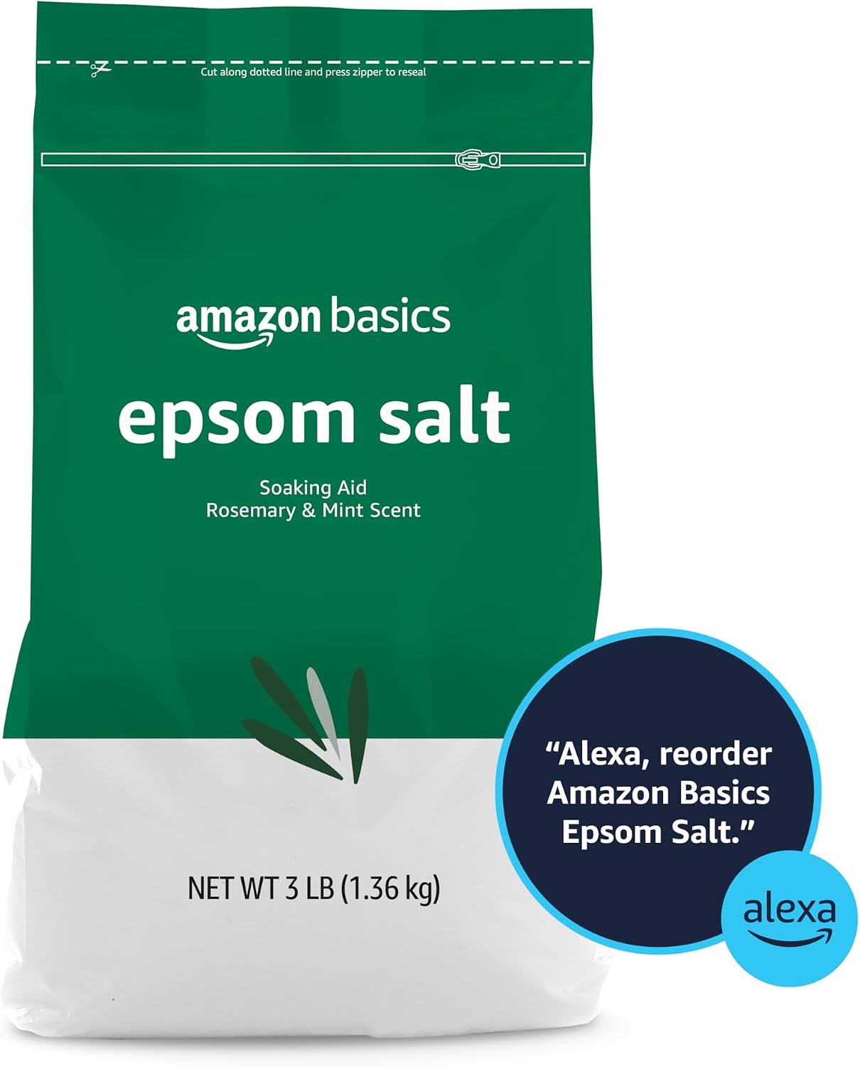 Amazon Basics Epsom Salt Soaking Aid, Lavender Scented, Relax & Relief, Resealable, 3 Pound, 1-Pack (Previously Solimo)
