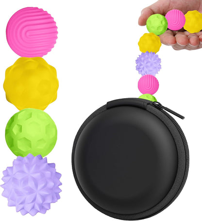 BUSOHA Silicone Fidget Balls - 4 Pack Fidget Toys Adults Sensory Toys Stress Balls for Adults Teens Gifts for Calming,Autism and ADHD Office