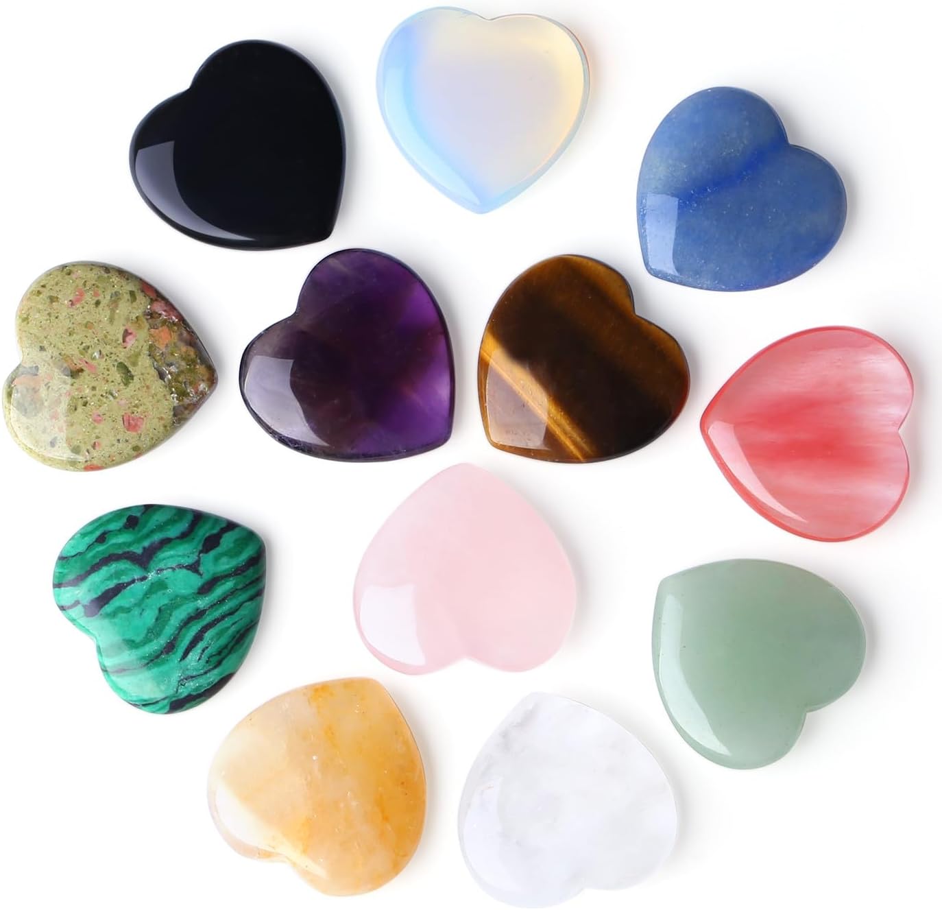DUQGUHO Worry Stones for Anxiety, Meditation Reiki Relax Thumb Worry Stones, Crystals and Healing Stones Bulk 12PCS, Stress Relief Gifts for Women