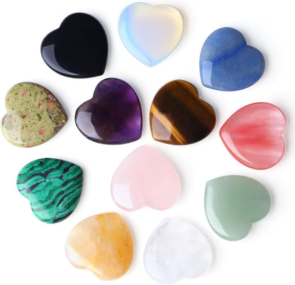 DUQGUHO Worry Stones for Anxiety, Meditation Reiki Relax Thumb Worry Stones, Crystals and Healing Stones Bulk 12PCS, Stress Relief Gifts for Women